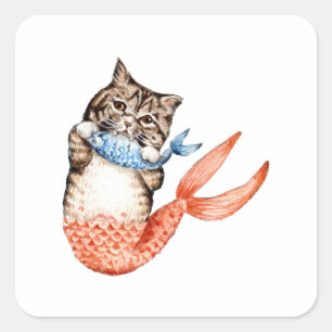 Sticker Carré Mermaid Chat Purmaid