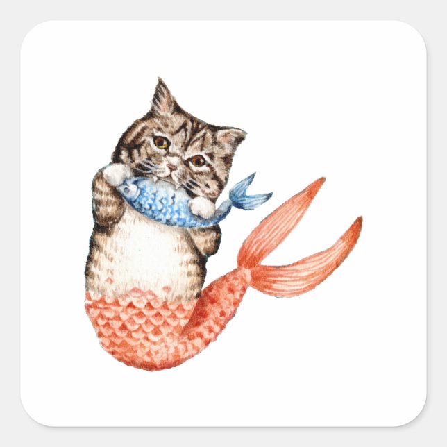 Sticker Carré Mermaid Chat Purmaid (Devant)