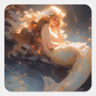 Sticker Carré Mermaid Imaginaire Art