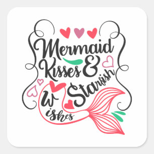 Sticker Carré Mermaid Kisses Starfish Wings