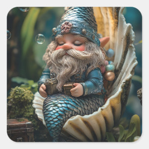 Sticker Carré Merman génoise Figurine en coquillage - sous