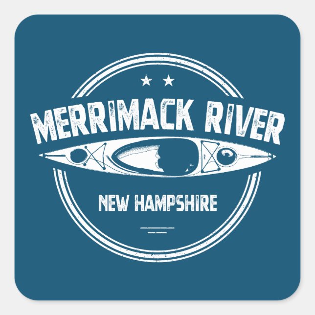 Sticker Carré Merrimack River New Hampshire Kayak (Devant)