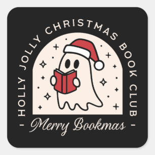 Sticker Carré Merry bookmas bookish drôle de livres amoureux