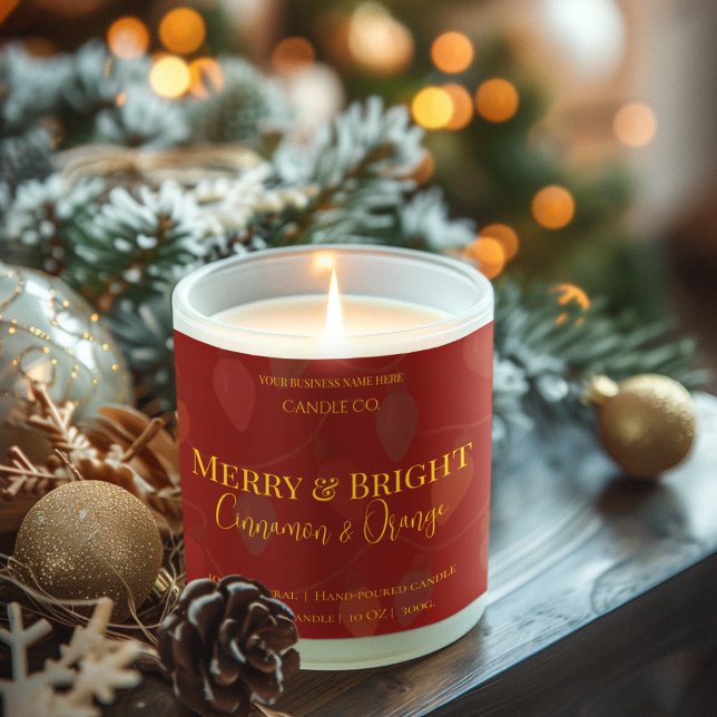Sticker Carré Merry & Bright Holiday | Editable Christmas Candle (Créateur téléchargé)