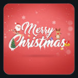 Sticker Carré Merry christmas<br><div class="desc">santa claus rodeer christdees,  artistic holly decor typographic ,  writing modern handritritritten decorative ,  retro vintage calligligligligligligligligentent letebrer xmas ,  calligraphy lettering banner,  year happy merry red ,  decoration ,  holiday christmas</div>