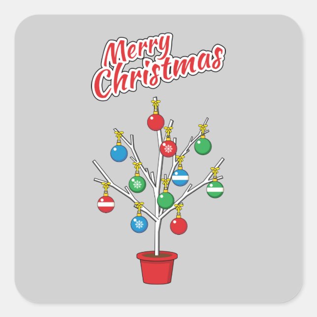 Sticker Carré Merry Christmas (Devant)