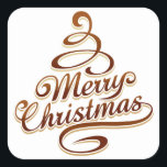 Sticker Carré Merry Christmas - Christmas Tree<br><div class="desc">Abstract drawing of à Christmas tree with the wishes of à Merry Christmas</div>