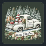 Sticker Carré Merry Christmas Country truck<br><div class="desc">Sticker Carré camion Joyeux Noël</div>
