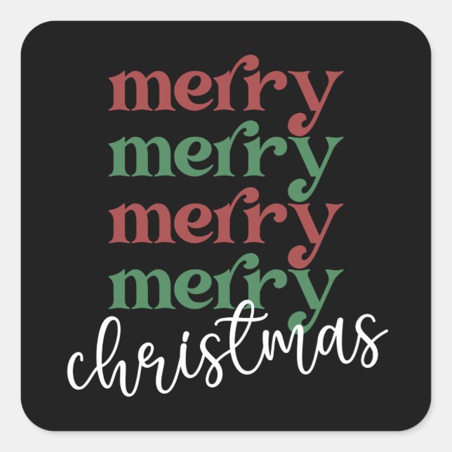 Sticker Carré Merry Christmas Family Christmas Celebration Gifts (Devant)