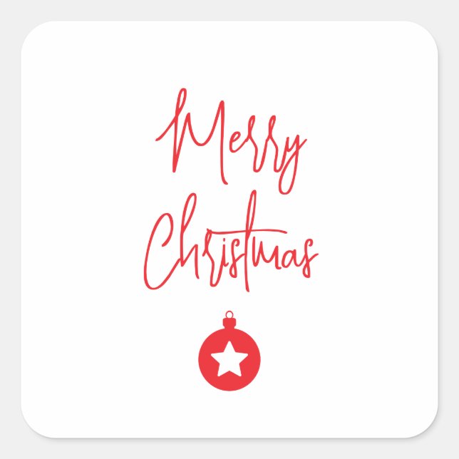 Sticker Carré Merry Christmas Family New Year Message (Devant)