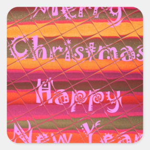 Sticker Carré Merry Christmas Happy