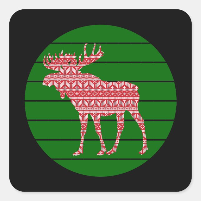 STICKER CARRÉ MERRY CHRISTMAS MOOSE DEER (Devant)