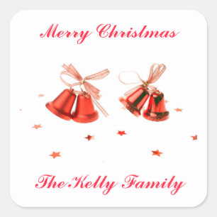Sticker Carré Merry Christmas Red Bells decoration