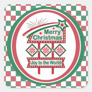 Sticker Carré Merry Christmas Retro Marquee - Joy to the World