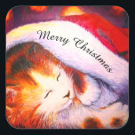 Sticker Carré Merry Christmas somptueux kitty<br><div class="desc">Merry Christmas somptueux kitty</div>