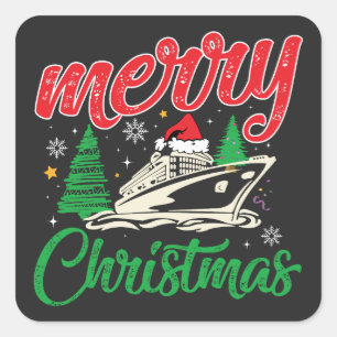 Sticker Carré Merry Cruisemas, équipage de croisière de Noël en 
