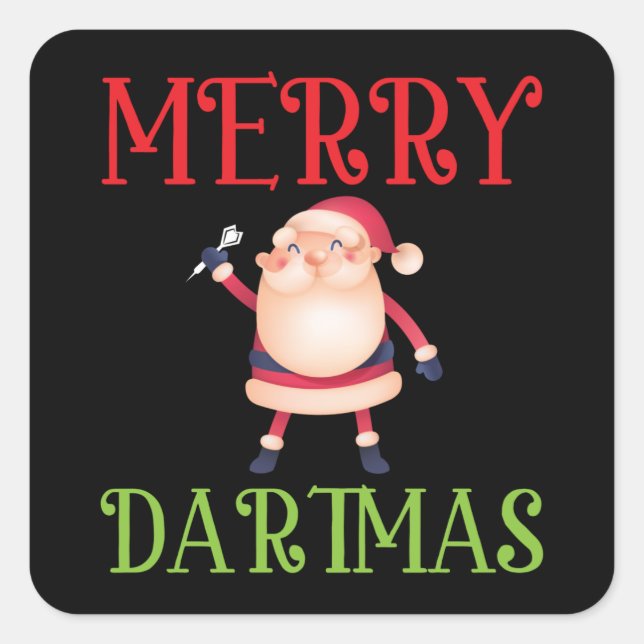 Sticker Carré Merry Dartmas - Merry Christmas Dart (Devant)