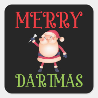 Sticker Carré Merry Dartmas - Merry Christmas Dart