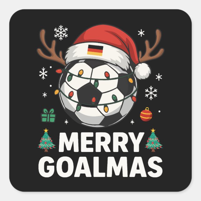 Sticker Carré Merry Goalmas - Funny Soccer Christmas (Devant)