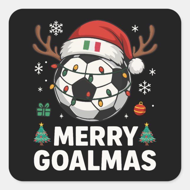 Sticker Carré Merry Goalmas Italy - Funny Soccer Christmas (Devant)