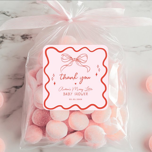 Sticker Carré Merry Little Baby Shower Hand Drawn Christmas (Créateur téléchargé)