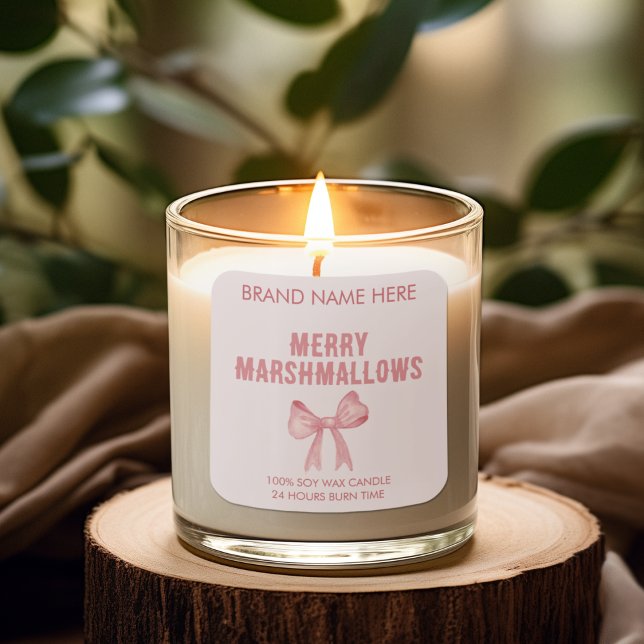 Sticker Carré Merry Marshmallows | Modern Candle Labels (Créateur téléchargé)