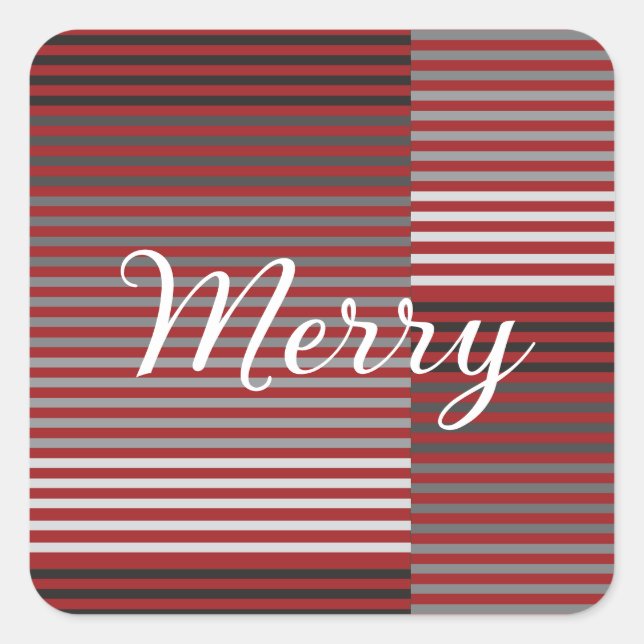 Sticker Carré Merry -Red, Gray, Black, White Stripes (Devant)