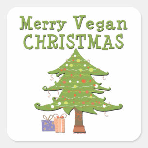 Sticker Carré Merry Vegan Christmas