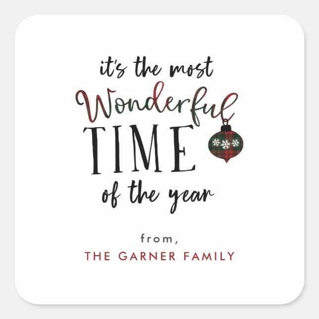 Sticker Carré Merveilleux moment de l'année Balises cadeaux (Devant)