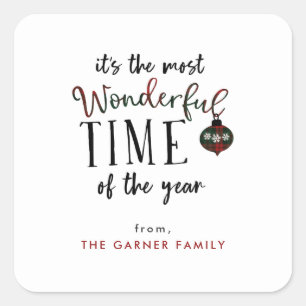 Sticker Carré Merveilleux moment de l'année Balises cadeaux