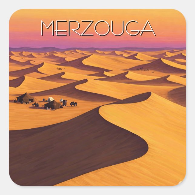 Sticker Carré Merzouga Maroc Désert (Devant)