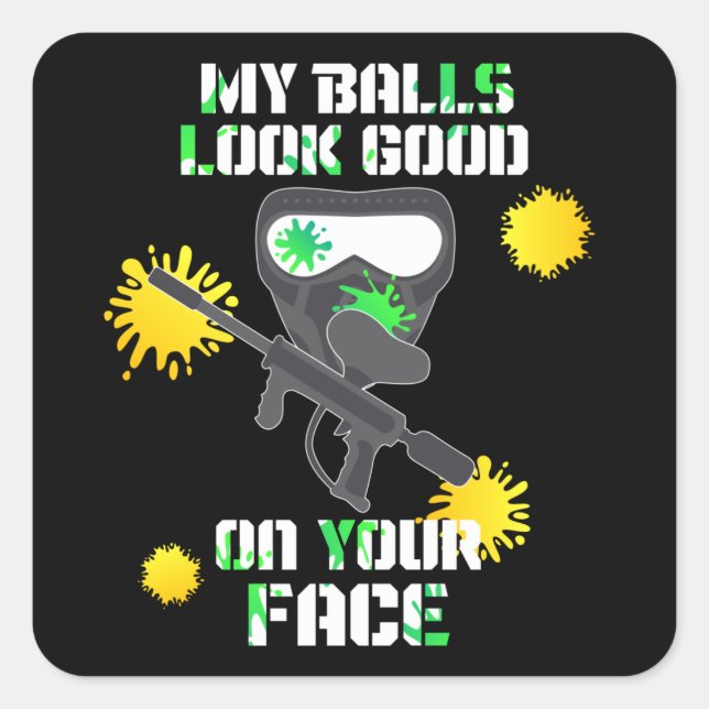 Sticker Carré mes boules sont bonnes pour ton visage (Devant)