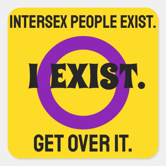 Sticker Carré Message d'attaque d'indicateur intersexe Jaune et  (Devant)