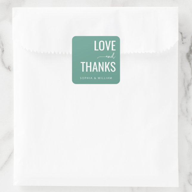 Sticker Carré Message de gratitude sarcelle chaud (Sac)