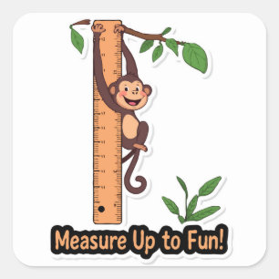 Sticker Carré Mesurer jusqu'à la règle de singe amusante Retour
