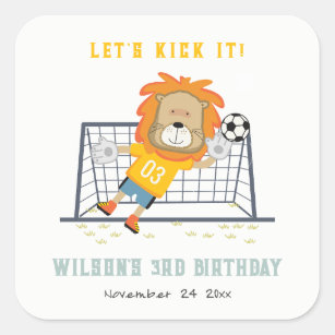 Sticker Carré Mettons-nous Lion Goalkeeper Soccer Anniversaire d