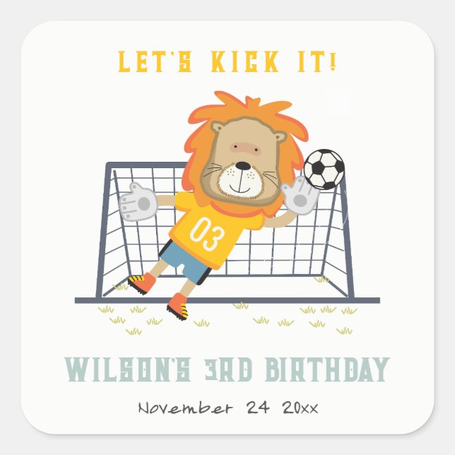 Sticker Carré Mettons-nous Lion Goalkeeper Soccer Anniversaire d (Devant)