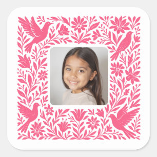 Sticker Carré Mexicain Otomí Tenango Talavera avec Photo