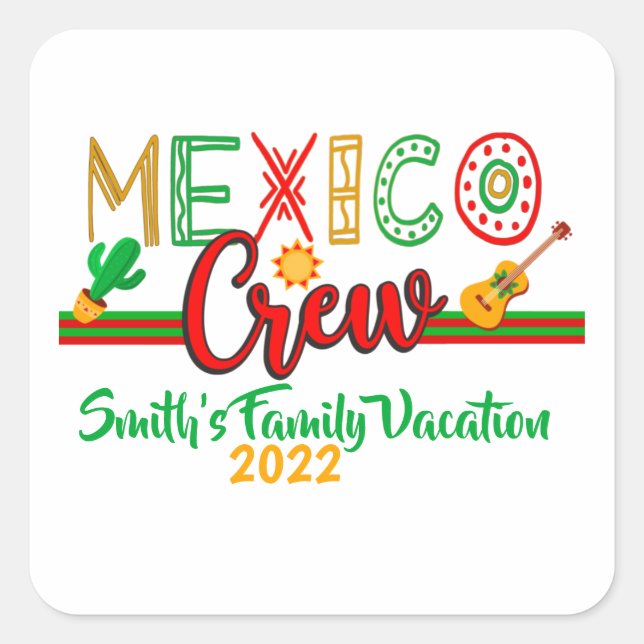 Sticker Carré Mexique Crew Cruise Voyage Vacances MAtching  (Devant)