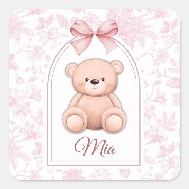 Sticker Carré Mia | Conception personnalisée d'ours en peluche r (Devant)