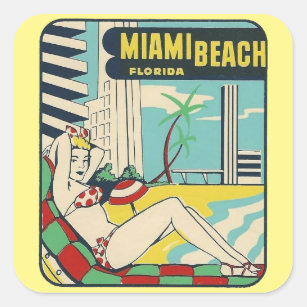 Sticker Carré Miami Beach, Floride - Pint Glass