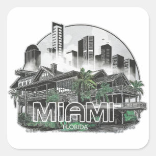 Sticker Carré Miami City Floride USA