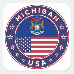 Sticker Carré Michigan sticker, étui téléphonique, sac, horloge