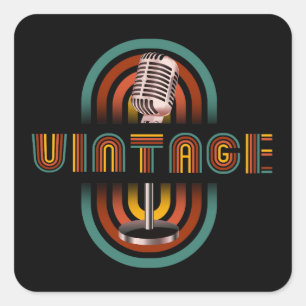 Sticker Carré Microphone Ancien Musique Chant