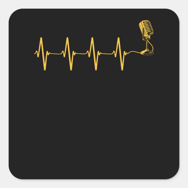 Sticker Carré Microphone Heartbeat Golden Heartbeat (Devant)