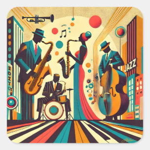 Sticker Carré Mid Century Jazz Age Quartet