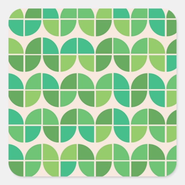 Sticker Carré  Mid Century Modern  Pattern with geometric green  (Devant)