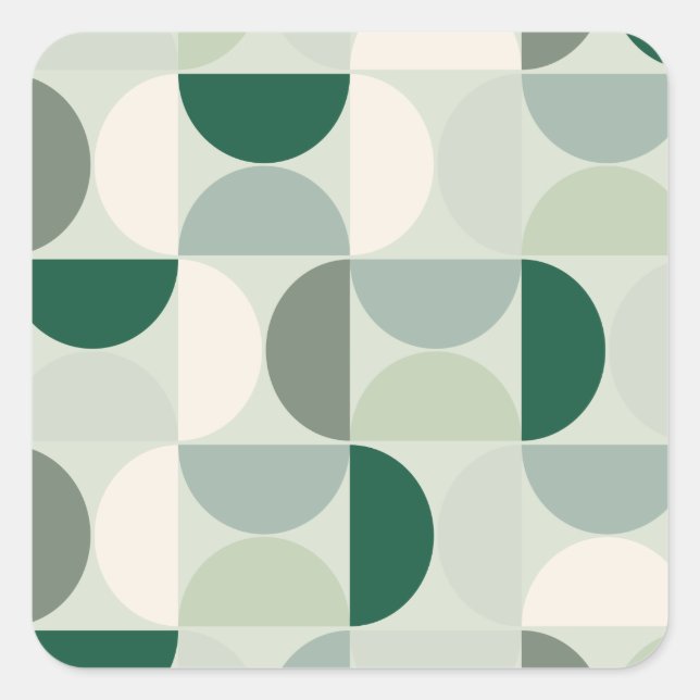 Sticker Carré Mid Century Moderne Abstrait Motif Sage Green (Devant)