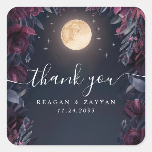 Sticker Carré Midnight Garden Moon Mariage Merci