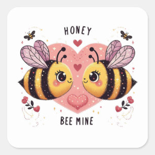 Sticker Carré Mienne Chérie, Abeilles 